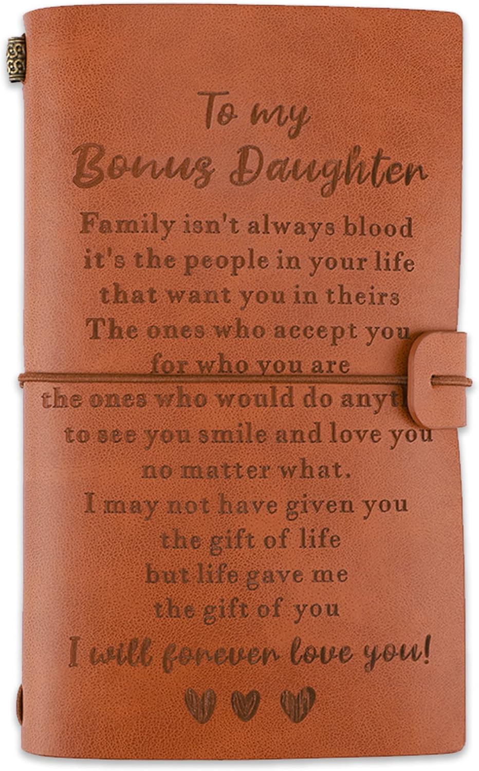 Bonus Daughter Leather Journal, Gifts for Christmas Birthday Wedding, Bonus Daughter gift from Bonus Mom Stepdad, Stepdaughter Graduation Travel, Writing Notebook, Bonus Daughter Gifts Ideas