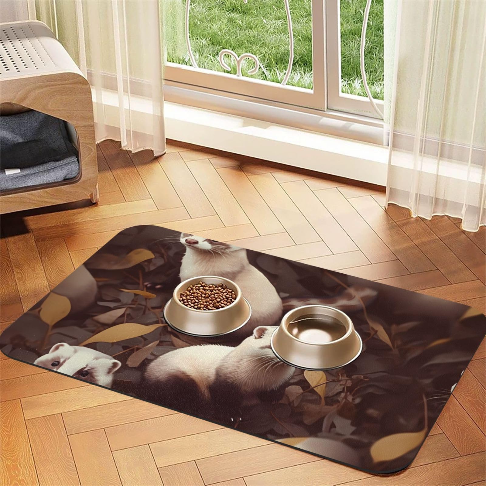 Tapis de nourriture pour furet Hairy - 30,5x45,7 cm antidérapant et absorbant