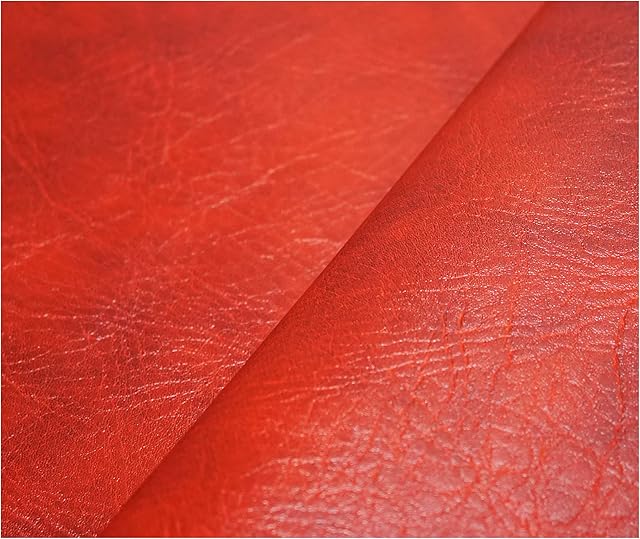 Chester Grained Faux Leather Fabric Fire Retardant Leatherette Upholstery Waterproof Heavy Duty Leathercloth Material (25 Metre Roll (2500cm x 140cm), Fire Red)