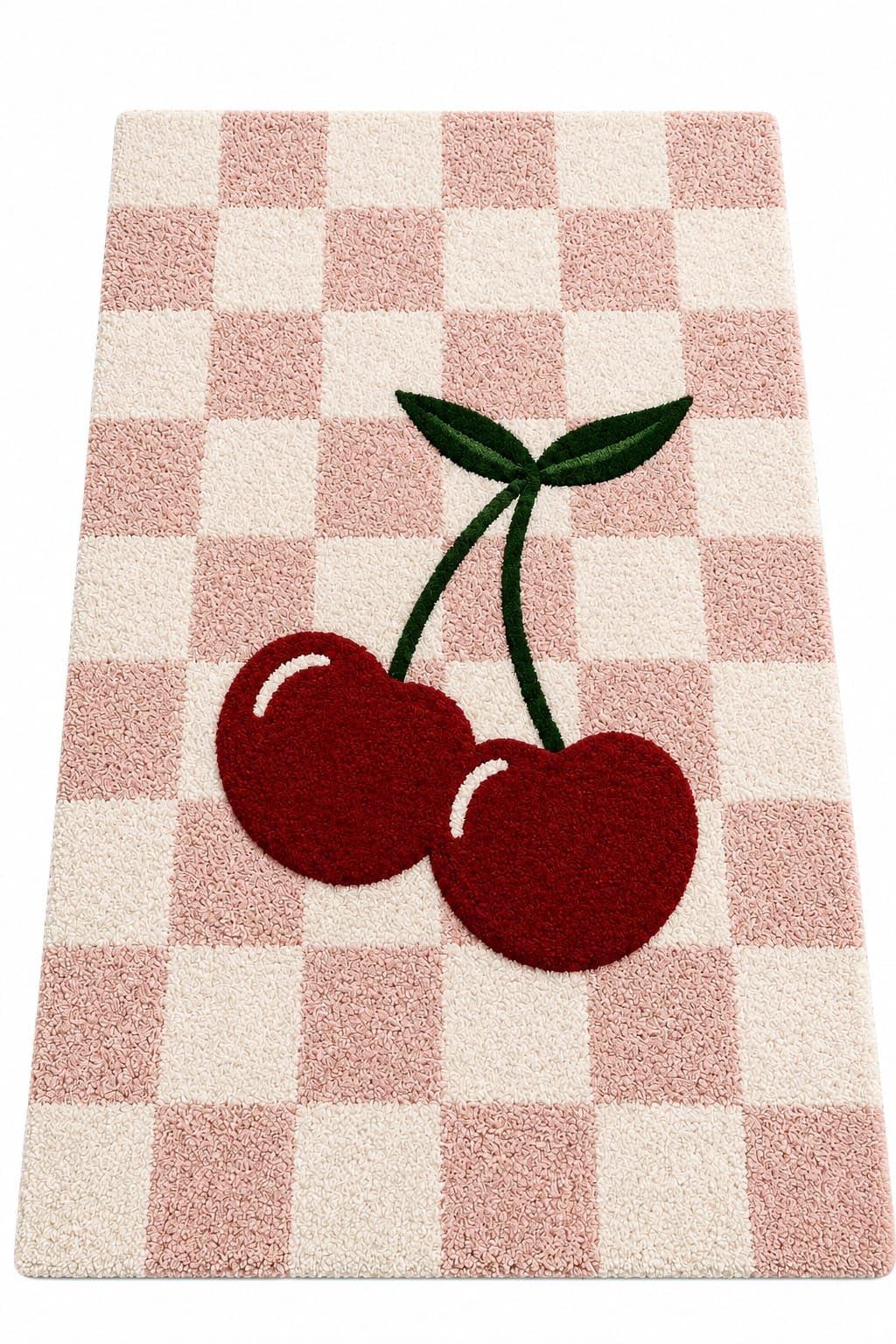 Cherry Checkered Tufted Rug | Pink & Cream Pattern, Living Room or Entryway-image-18
