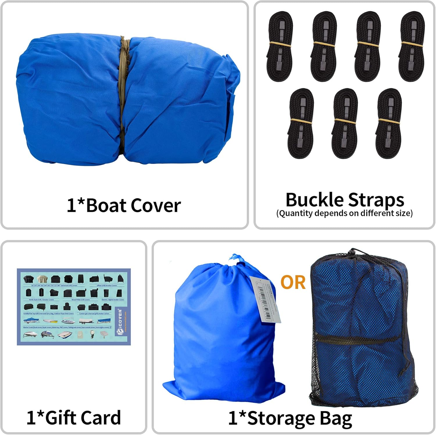 iCOVER Trailerable Boat Cover, Heavy Duty 300D Waterproof UV Resistant Marine Grade Polyester Fits V-Hull,TRI-Hull,Pro-Style,Fishing Boat,Runabout,Bass Boat : Sports & Outdoors