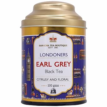 Sancha Tea Boutique Londoners Earl Grey Tea | 100g Loose Leaf Golden Orange Pekoe | Blend of Darjeeling Tea with Bergamot Fruit | Floral Citrus Notes