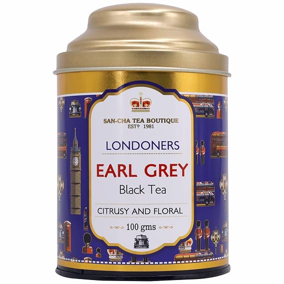 Sancha Tea Boutique Londoners Earl Grey Tea | 100g Loose Leaf Golden Orange Pekoe | Blend of Darjeeling Tea with Bergamot Fruit | Floral Citrus Notes