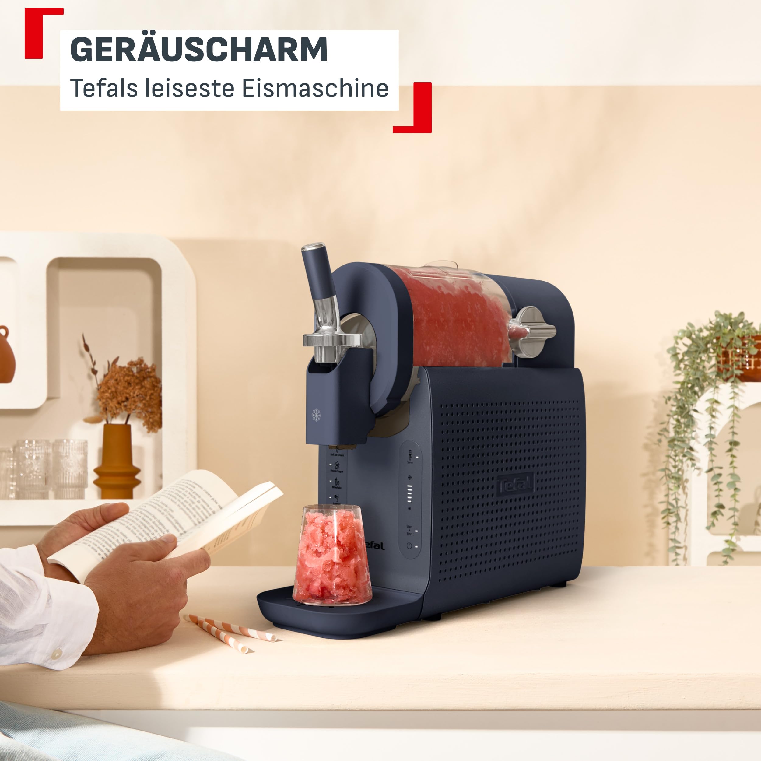 Tefal Freezi Instant Softeis- & Slushmaschine, 5 Automatikprogramme, XL-Gefrierzylinder, Blau, IG8024E0
