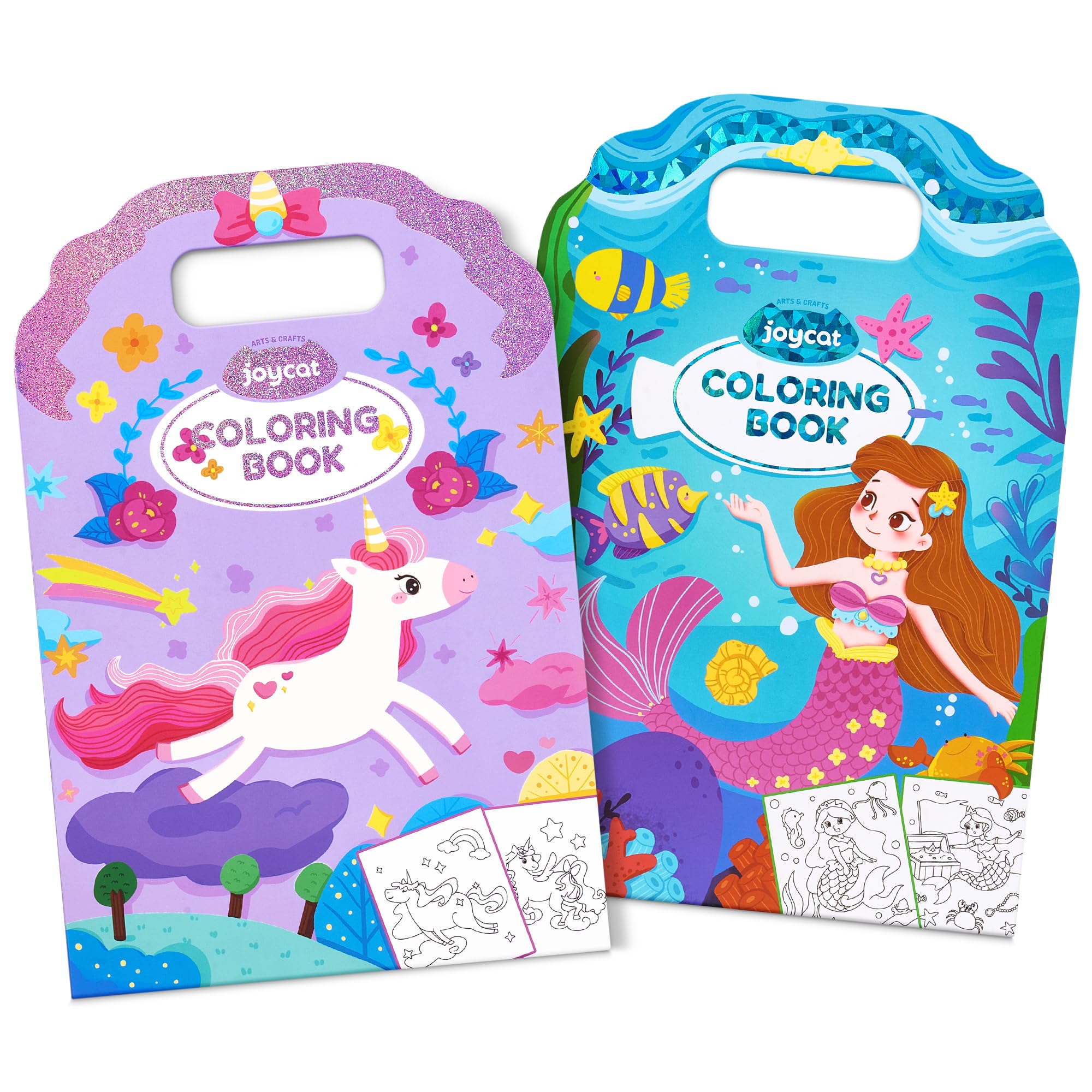 JoyCat Coloring Books for Kids Ages 4-8, 2 Pack, Dreamy Fantasy &amp; Mermaid