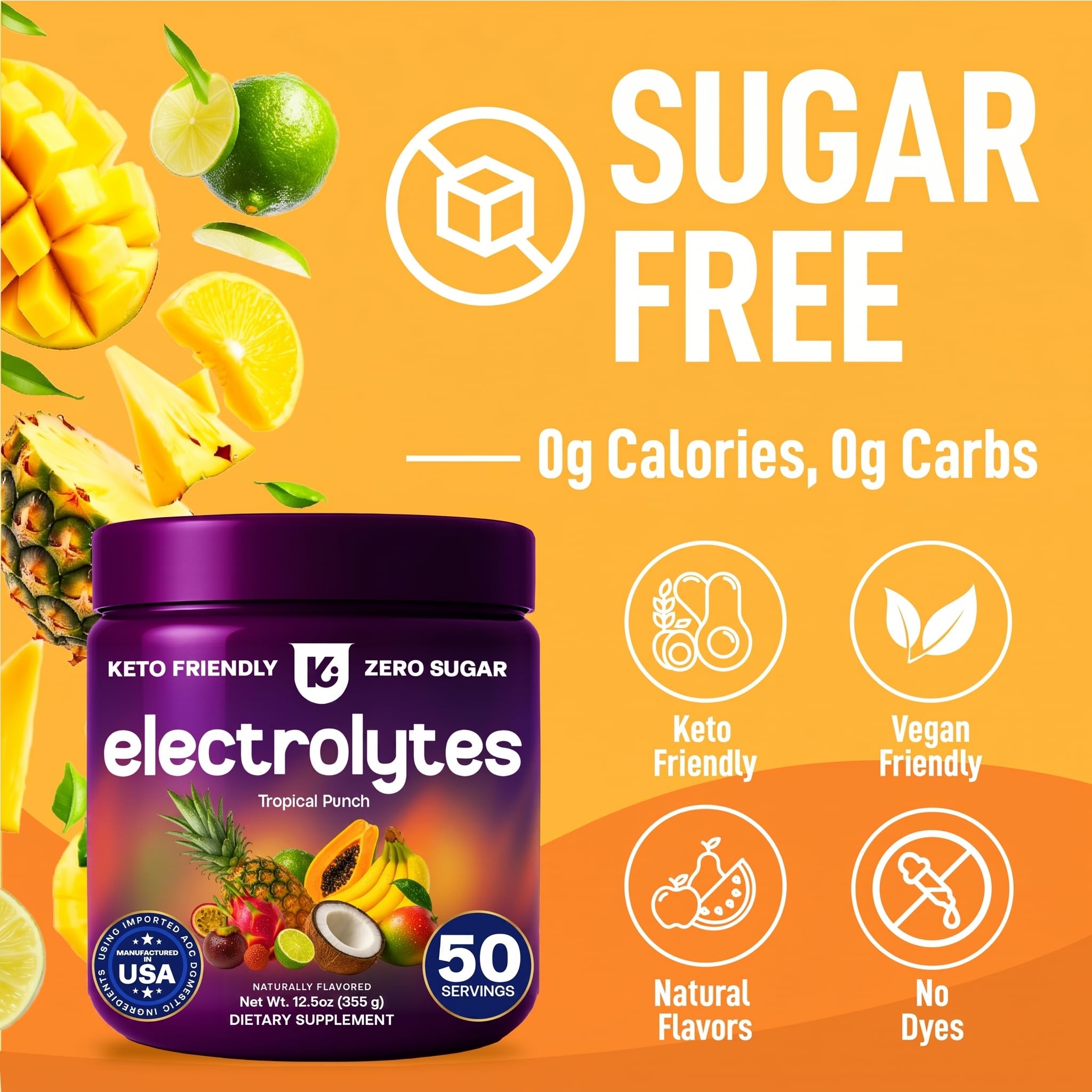 Keppi Sugar Free Electrolytes Powder – Naturally Sweetened Zero Sugar Tropical Punch 12.5oz – Clean Hydration Drink with High Potassium, Magnesium, Trace Minerals – No Calorie Daily Electrolyte Powder — Amazon image 4
