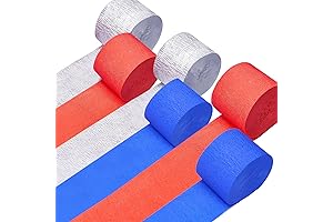 6 Rolls Red Silver Blue Crepe Paper Streamers