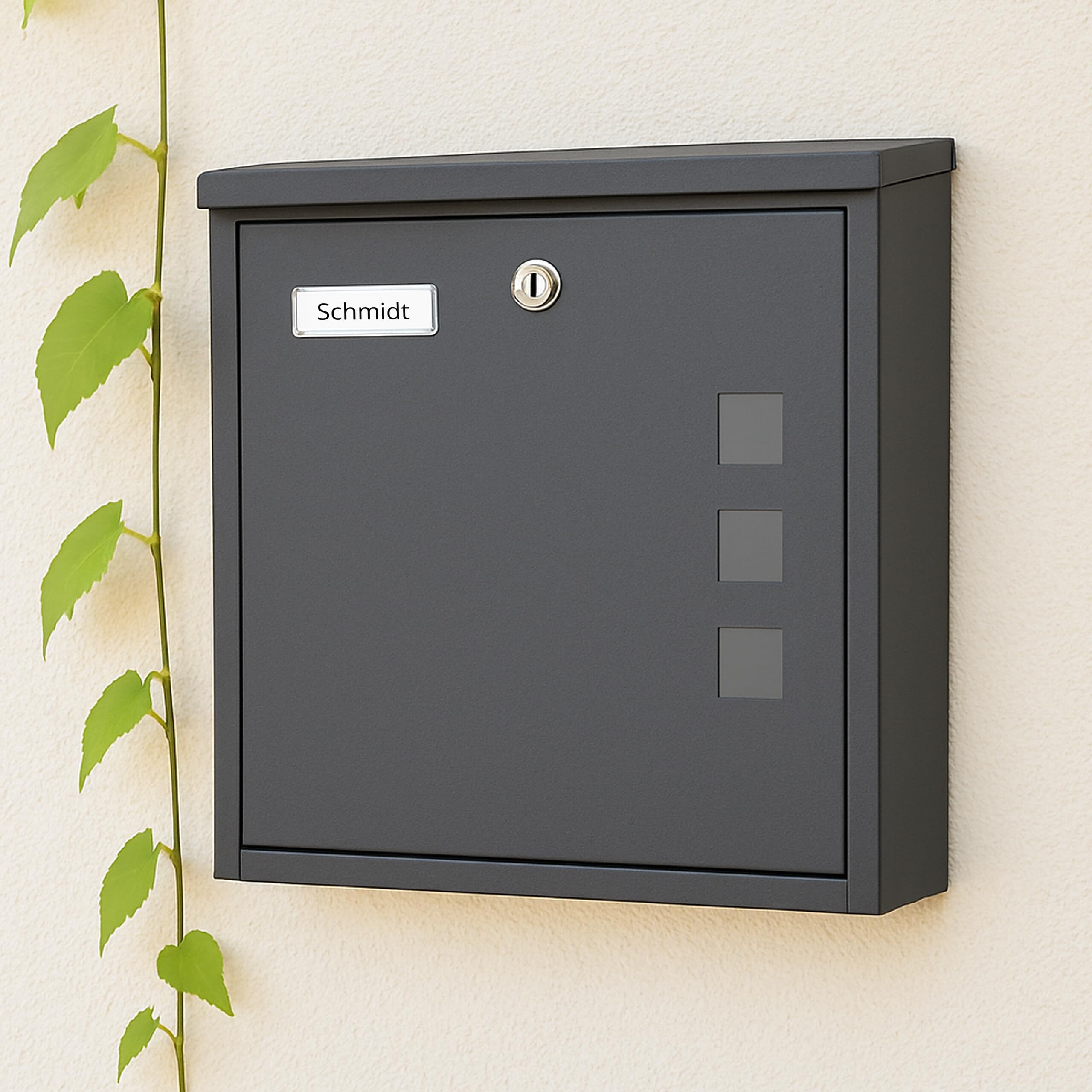 Relaxdays Boite aux Lettres, vitres Pratiques, Fer Robuste, 4 clés, H x L x P : 33 x 35 x 12 cm, Anthracite