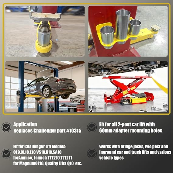 10315 Stack Truck Adapter Kit Compatible with Challenger Lift CL9 CL10 E10 VS10 X10 SA10x, For 10K/12K Two Post and Inground Car and Truck Lifts, (4) 3 & (2) 6 stack adapters with Organizer