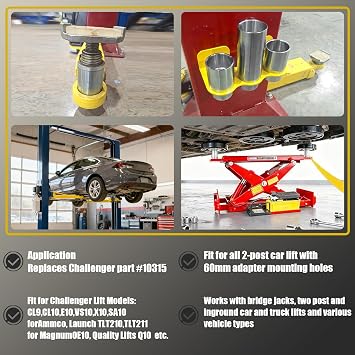 10315 Stack Truck Adapter Kit Compatible with Challenger Lift CL9 CL10 E10 VS10 X10 SA10x, For 10K/12K Two Post and Inground Car and Truck Lifts, (4) 3 & (2) 6 stack adapters with Organizer