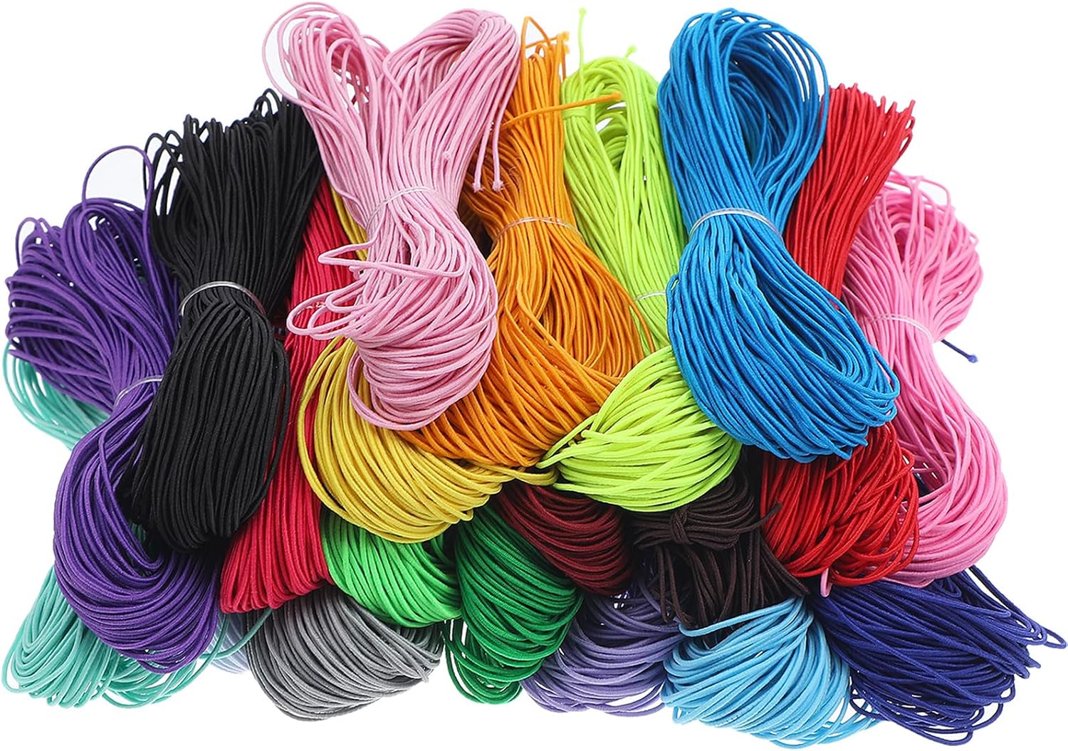 1mm Stretch Beading Elastic Cords, 20 Colors 65ft Elastic String for Bracelets, Necklaces & Sewing, Round Stretch Thread for DIY Beads, Crafts and Jewelry Making