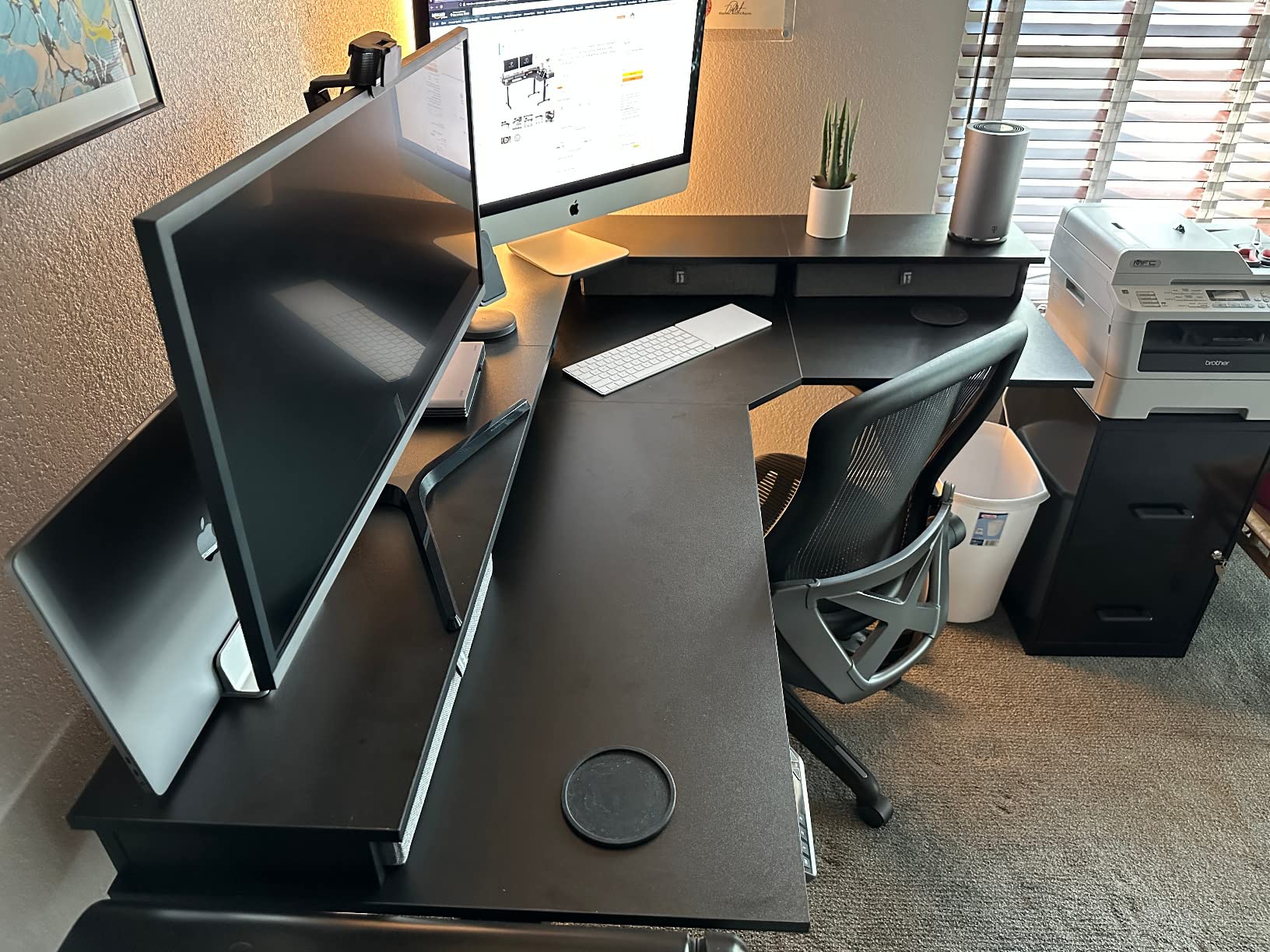 42/mo Finance FEZIBO Triple Motor 63" L Shaped Standing Desk