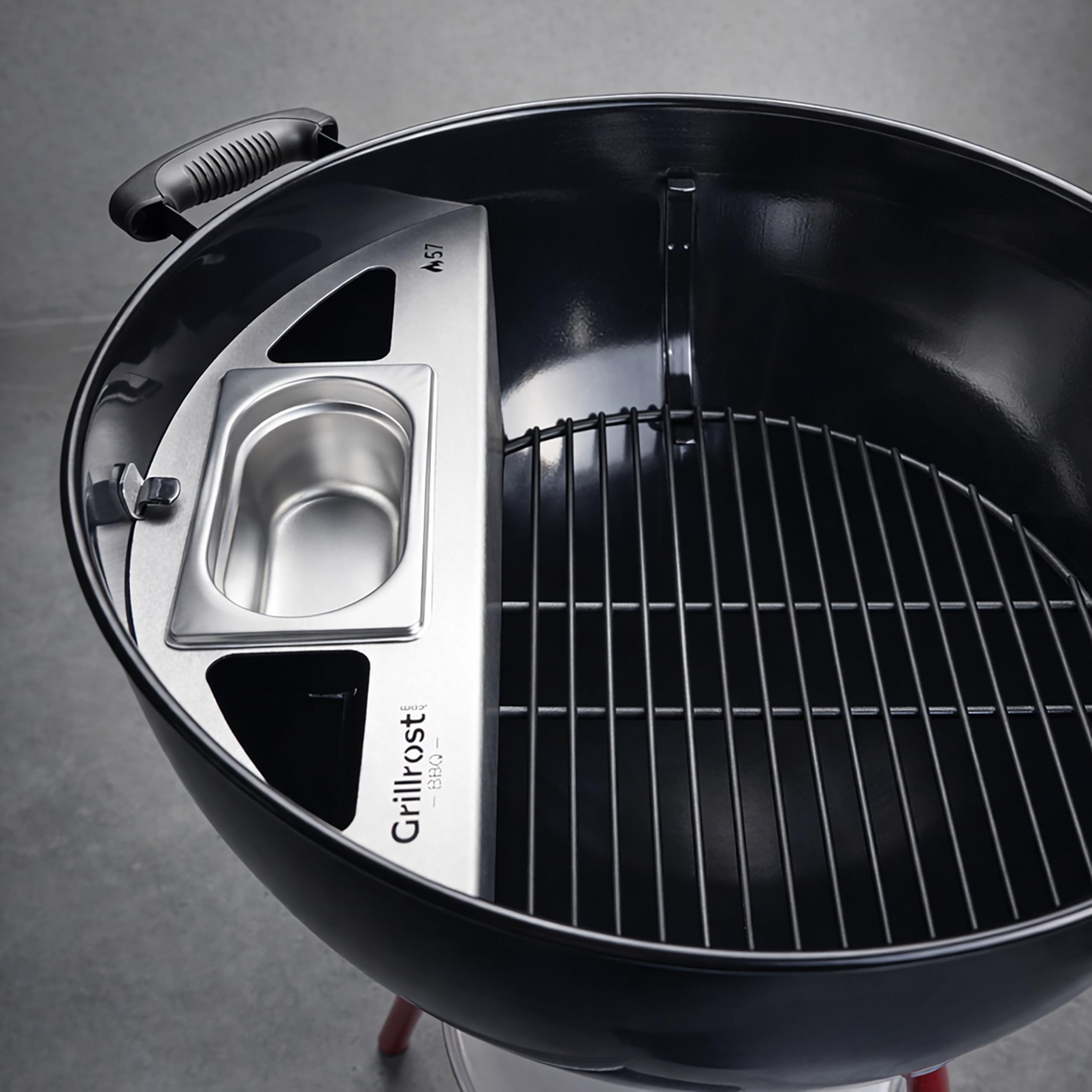 Grillrost.com Das Original Kugelsmoker für 57cm Weber Kugelgrills - Mach einen Smoker aus deinem Kugelgrill - Edelstahl -