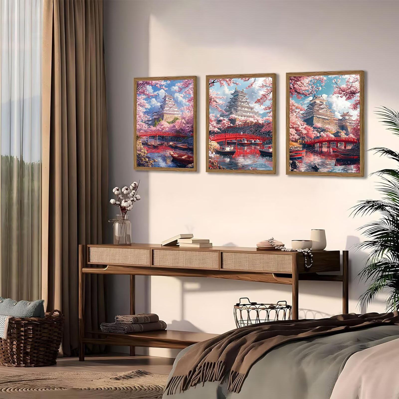 Generico Cnyaunfi 3 Pezzi Paesaggio Pittura Diamante Fai-Da-Te, 5D Rosa Diamond Painting Kit Completo per Hobby Creativi Adulti, Per La Decorazione Della Parete Di Casa 50x70cm YF-3466