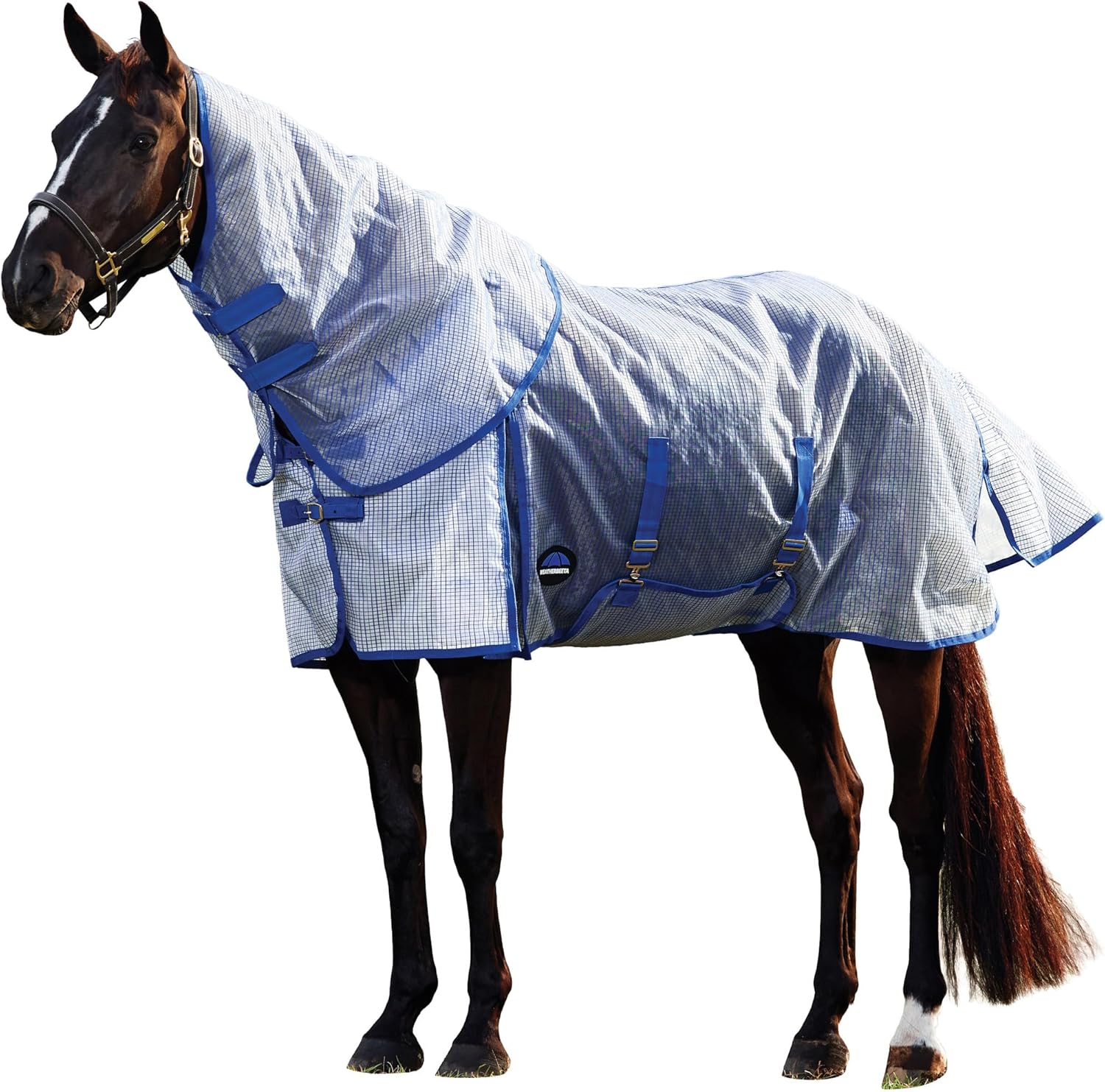 WeatherBeeta ComFiTec Ripshield Fly Sheet Detach-A-Neck, White/Cobalt, 78"
