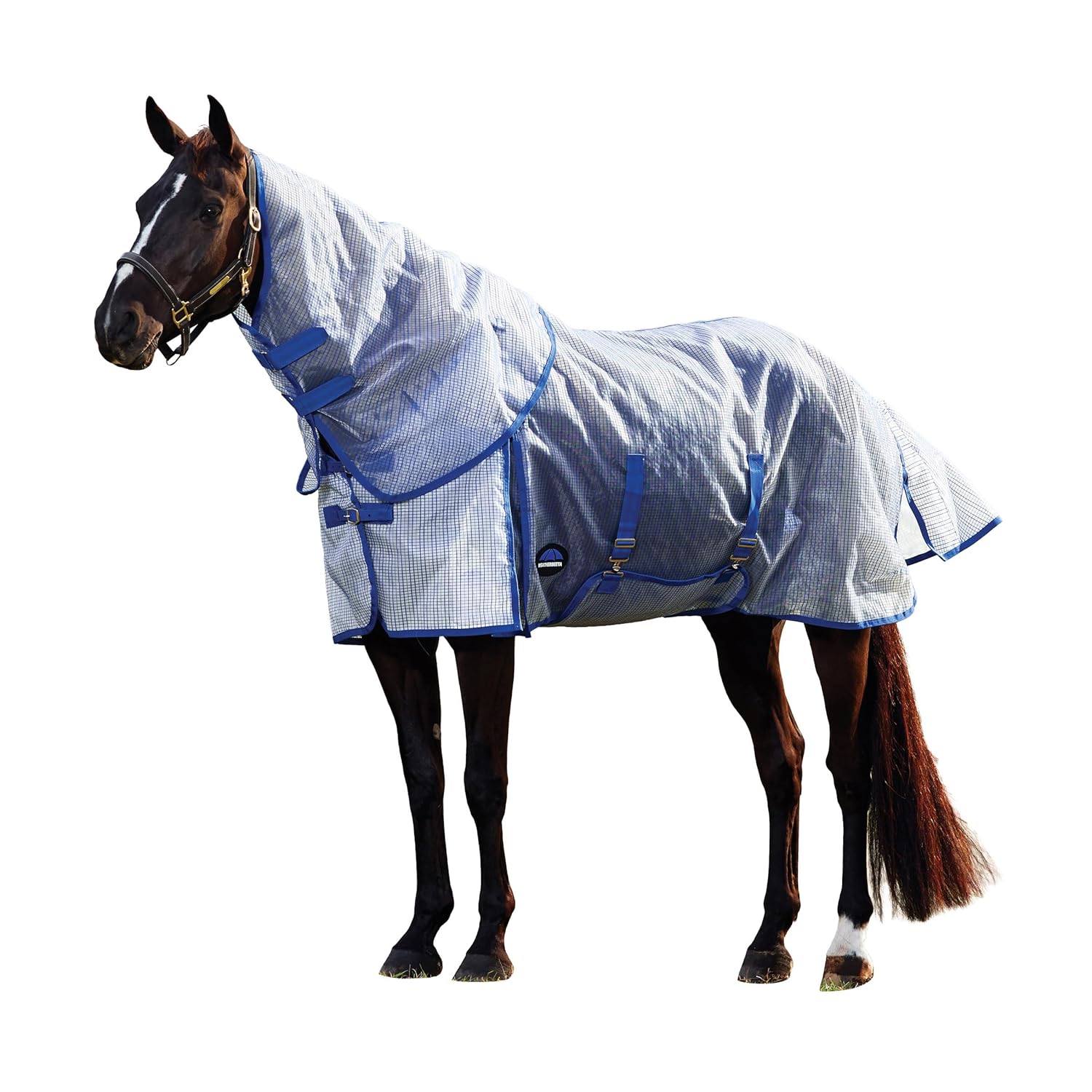 WeatherBeeta ComFiTec Ripshield Fly Sheet Detach-A-Neck, White/Cobalt, 78"