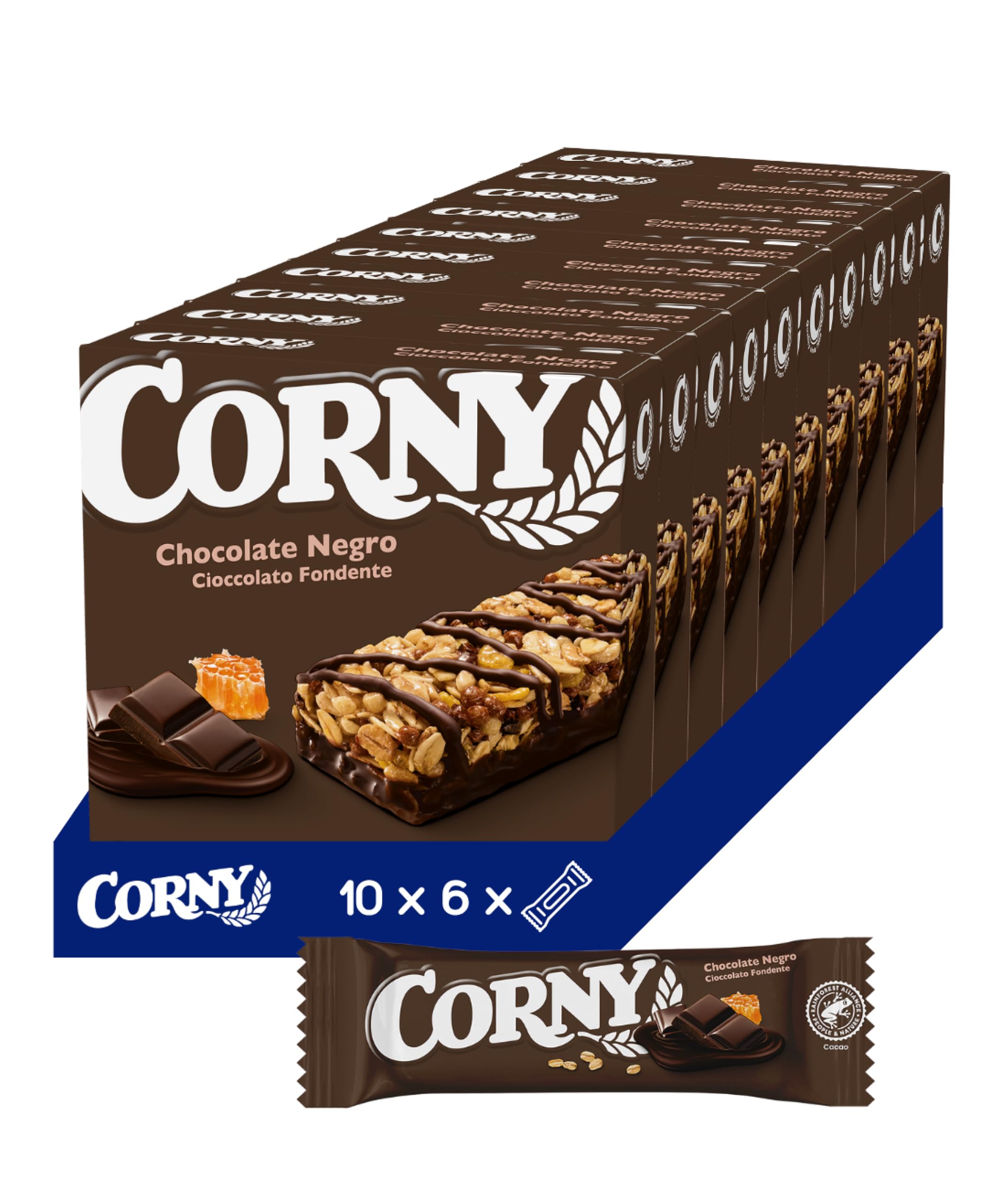 Corny - Barritas de Cereales con Chocolate Negro. 10 estuches con 6 barritas 10x(6x23g)