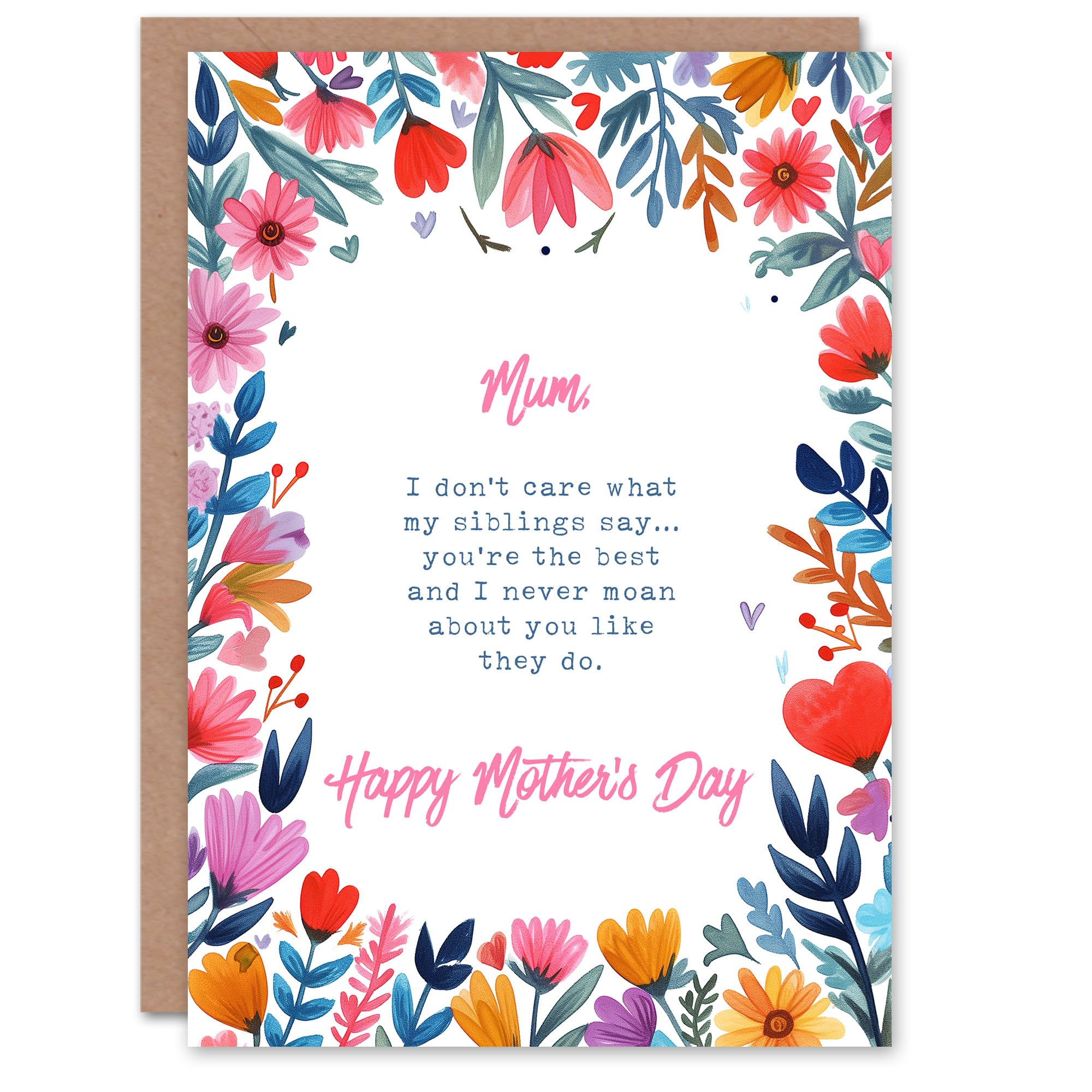 Artery8 Mother's Day Funny Best Mum Siblings Say Joke Fun Humour Greeting Card
