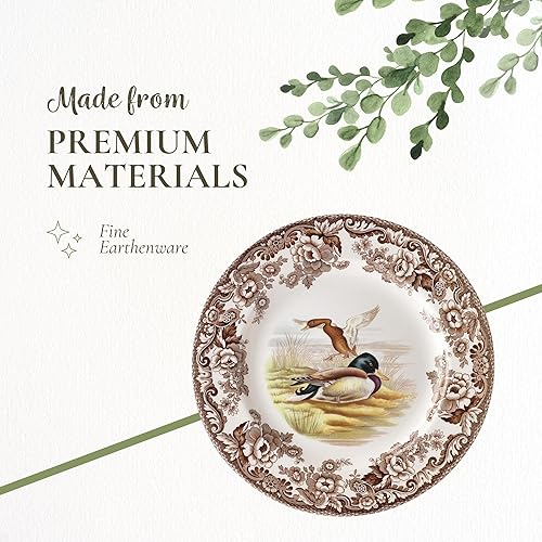 Miniatura 5 de Spode Woodland - Tazón de sopa de 9 pulgadas, tazón grande con motivo de pavo, para pasta y ensalada para Acción de Gracias, hecho de loza fina,