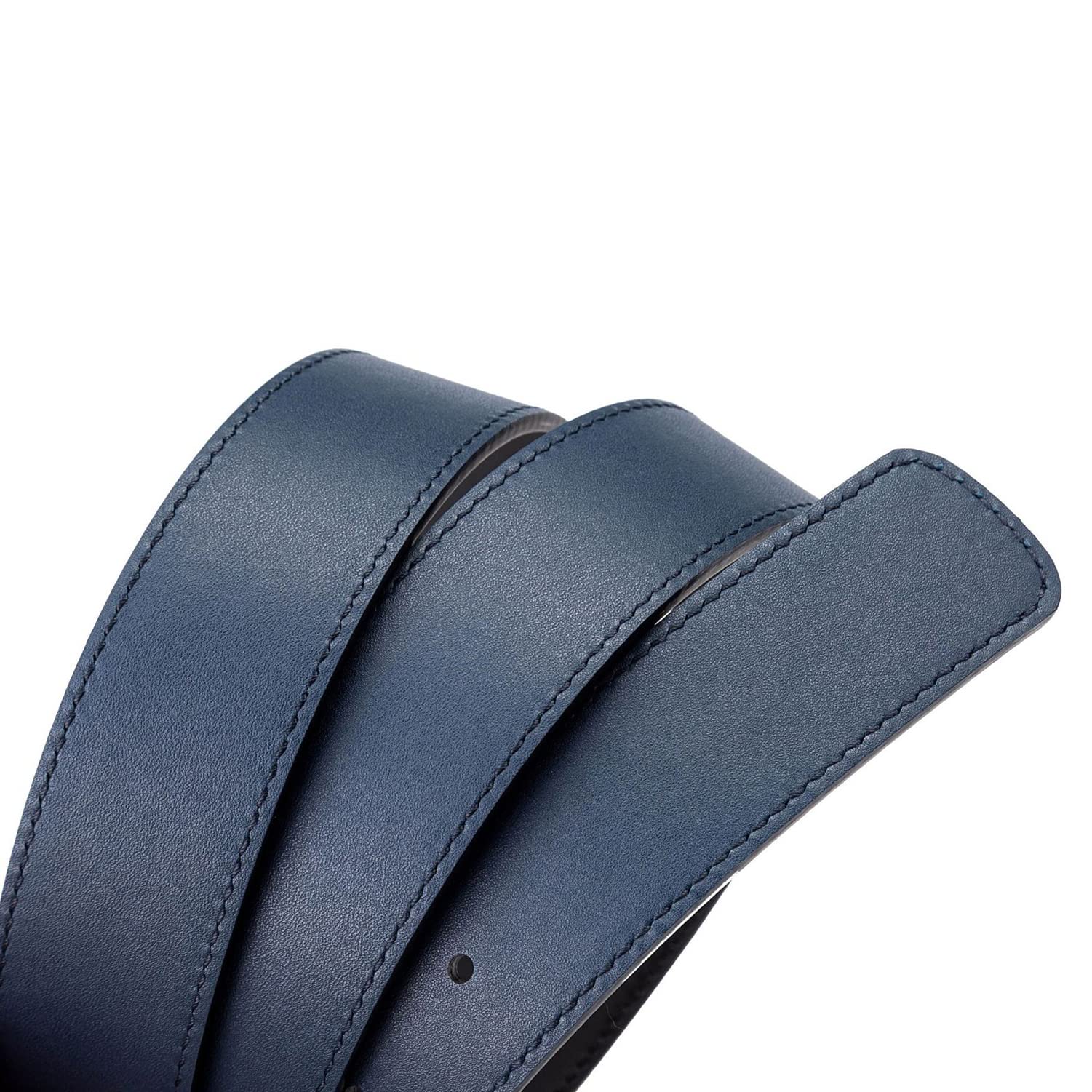 Vatee's Dwustronne paski z prawdziwej skóry bez klamry dla mężczyzn zapasowy pasek 34 mm szerokości 125 cm długości niebieski i czarny, Wielobarwny, EU110 Wide 34mm