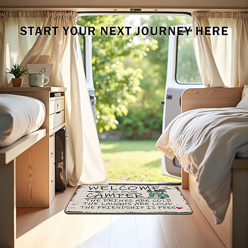 Miniatura 46 de Tapete divertido para puerta de campamento de 17 x 30 pulgadas, regalos de campamento para mujeres, alfombras de cámper para interior, alfombra