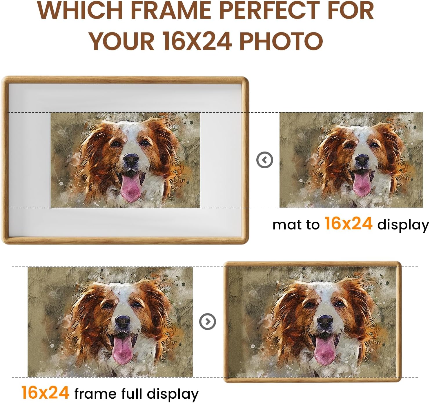 16x24 Picture Frame Natural Oak Wood From California-USA with Real Tempered Glass, Handcrafted 16 x 24 Poster Frame Matted to 12x18 Wedding Photo,Family Picture,Graduation Picture Display on Wall