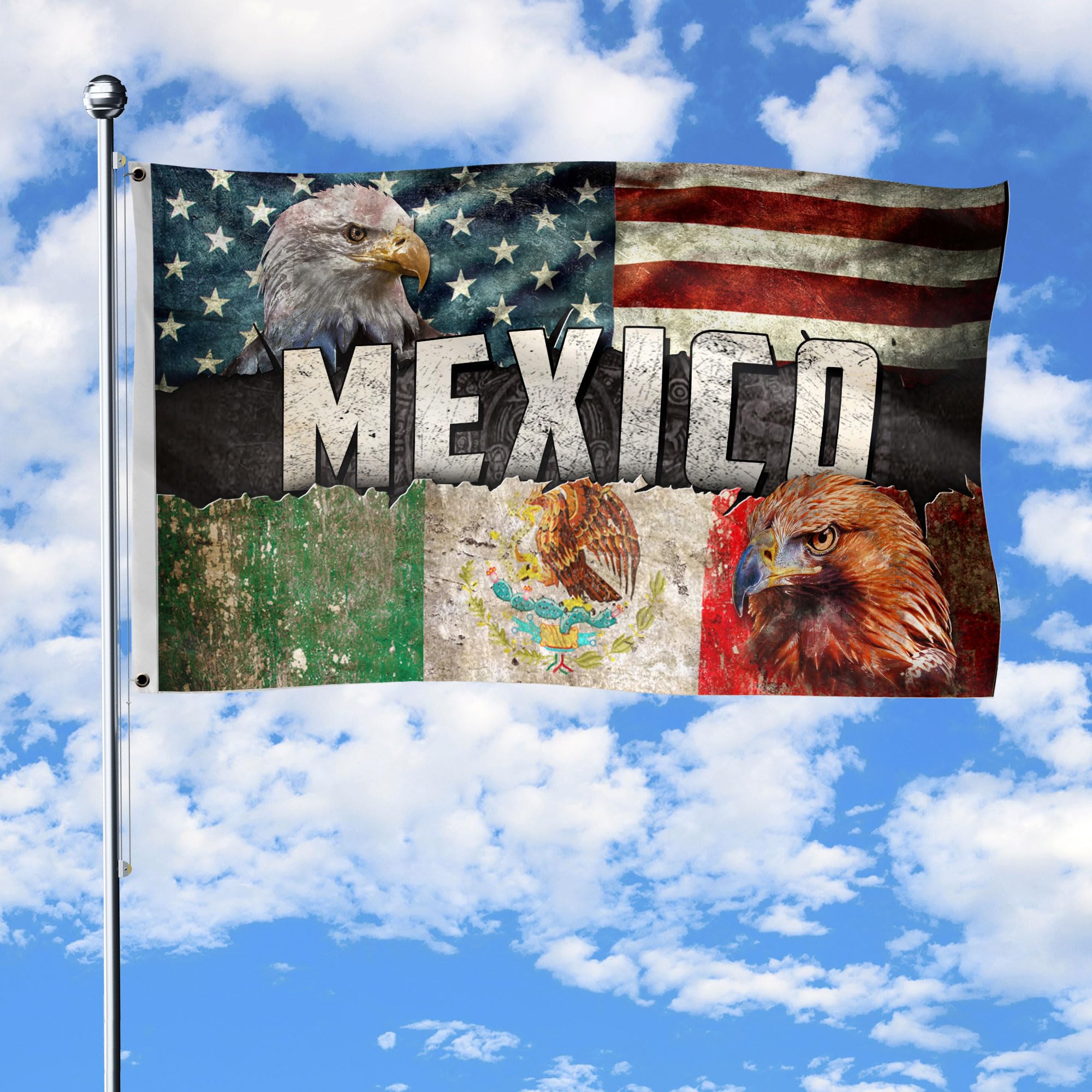 Drapeau mexicain américain grand format pour l'expression d'une fierté