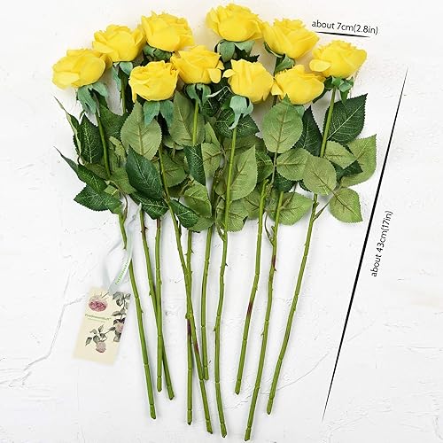 Miniatura 86 de FiveSeasonStuff 12 tallos de flores artificiales, rosas de seda de tacto real para decoración de bodas, ramos de novia, centros de mesa, fiestas y 9