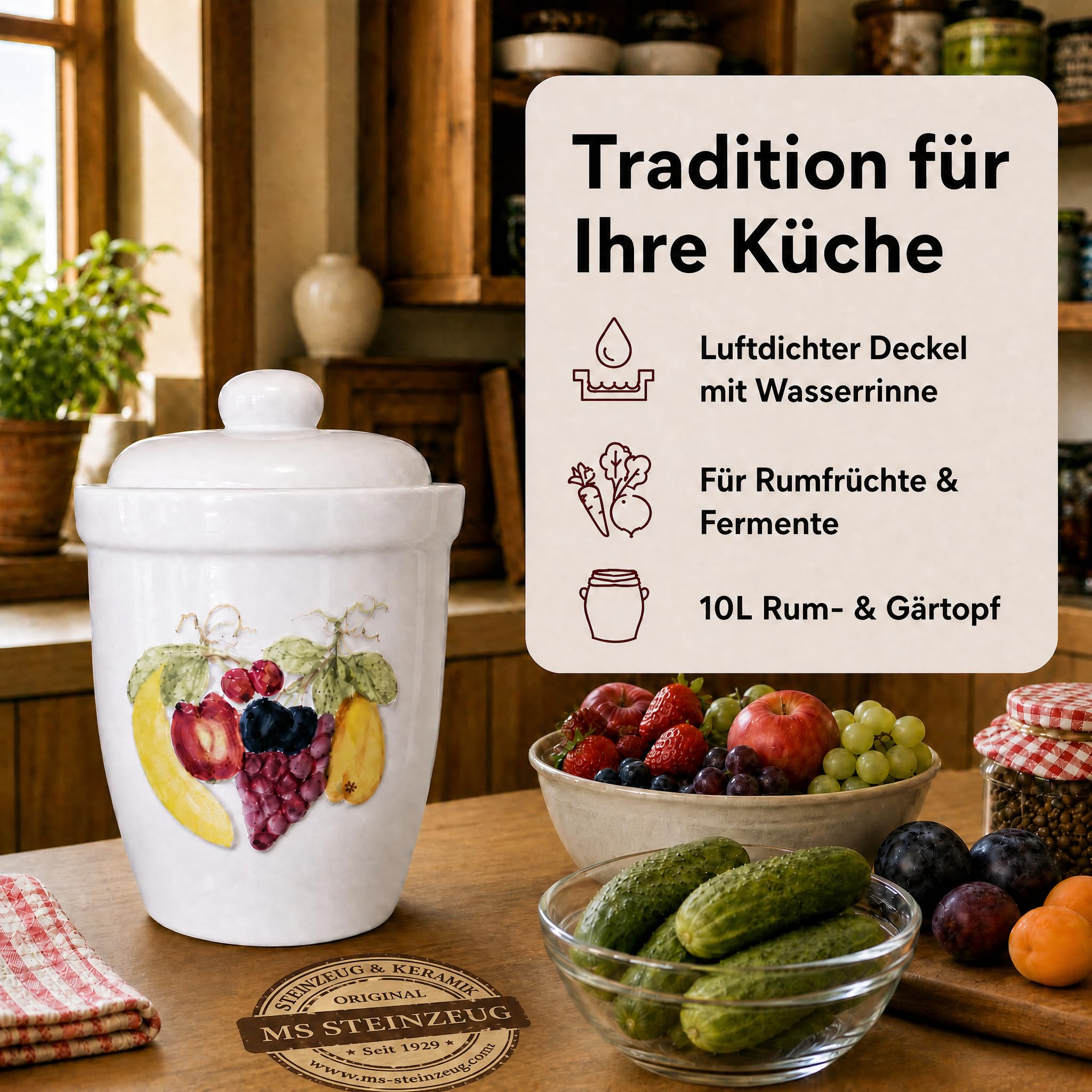 Schmitt Olla para fermentar (10 L, pintada a mano)