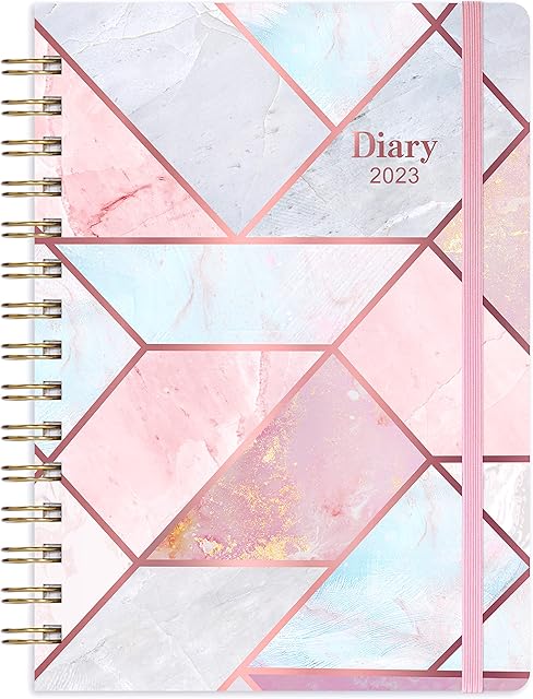 Amazon Brand - Eono 2023 Diary, Diary 2023 from January - December, 2023 Diary A5 Week to View with Pink Hardcover, Monthly Tabs, Expandable Inner Pocket, 21.5 x 15.5 x 1.5 cm