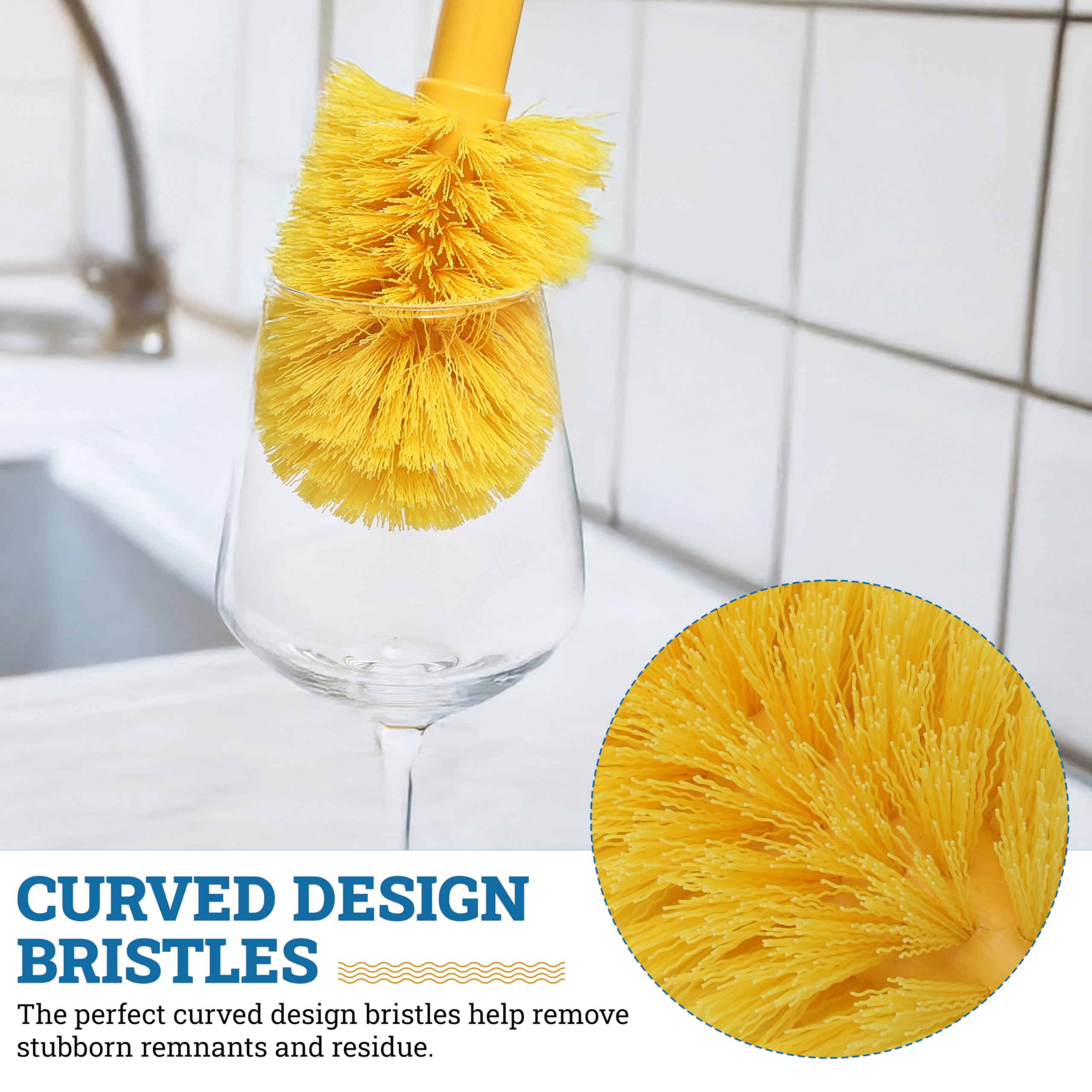 Cepillo de limpieza KLEEN HandLER | Cepillo de botella para limpiar vidrios y tarros, cerdas duraderas y mango largo (6 cepillos)