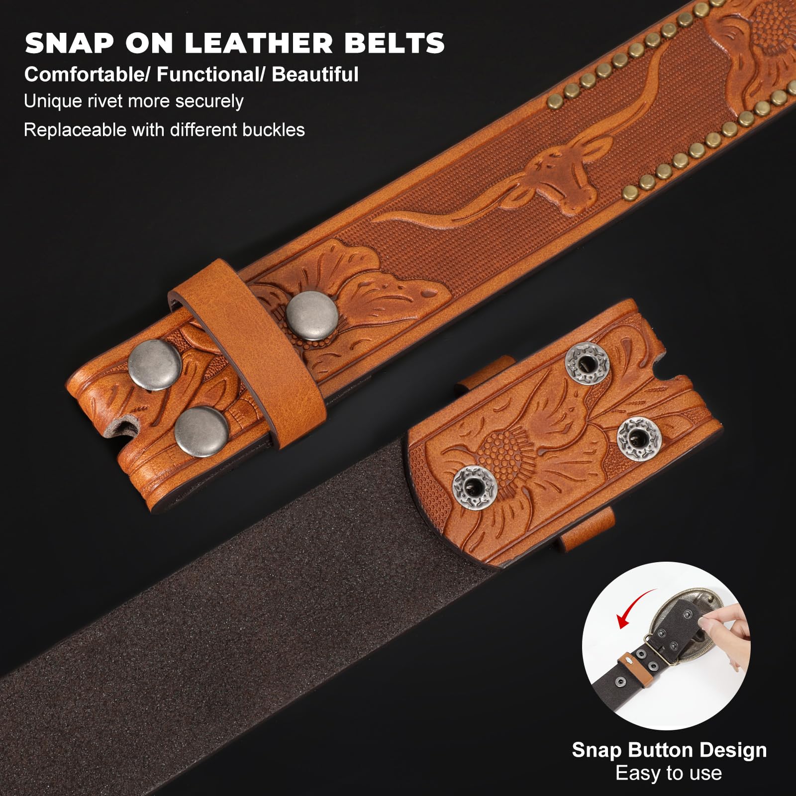 BELTROAD Correa de cuero occidental para hombres y mujeres, cinturón de piel vaquera para hombre, para jeans, cumpleaños, Navidad, regalo