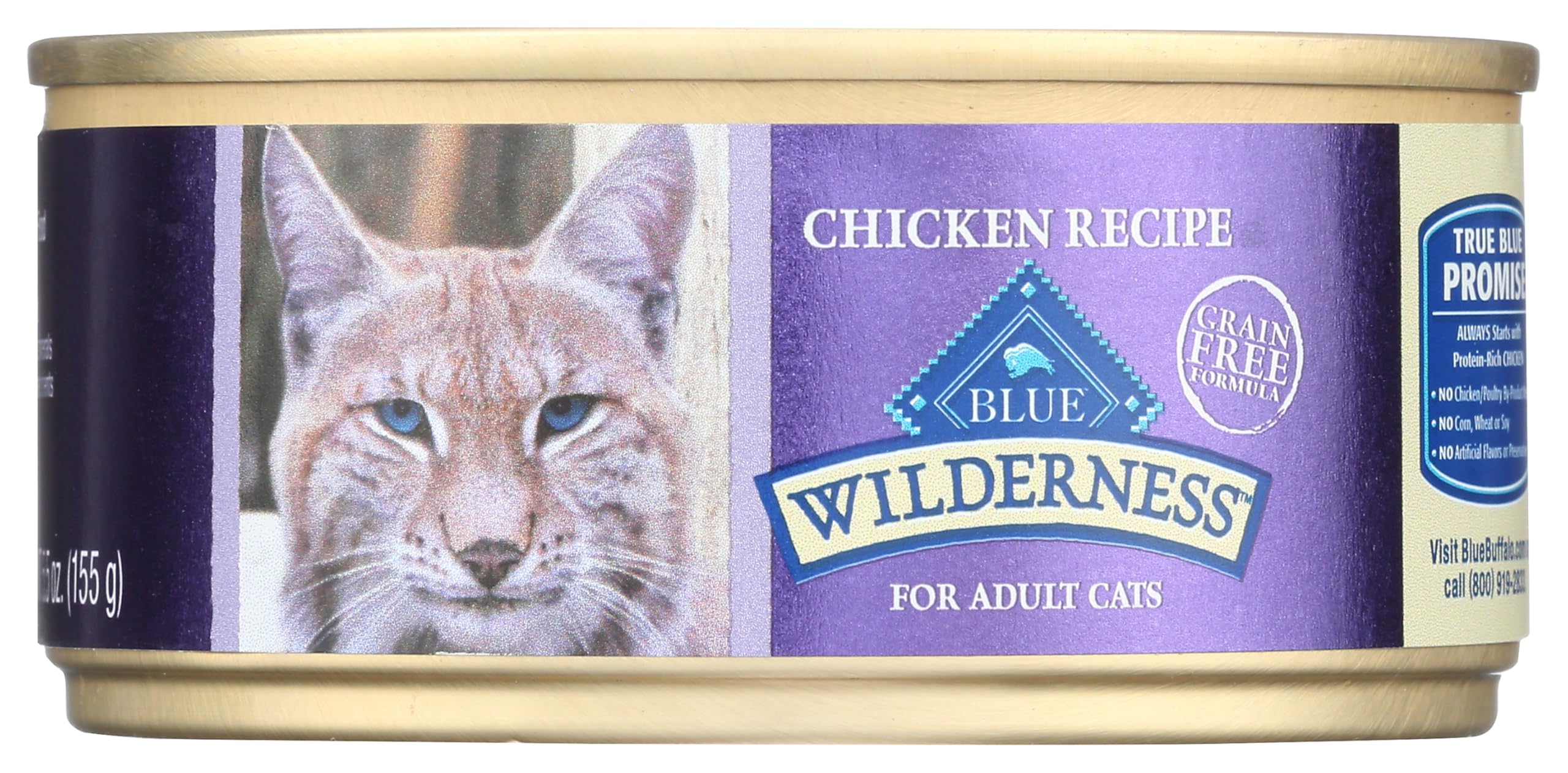 Blue Buffalo Wilderness Natural Wet Cat Food Paté, High-Protein & Grain-Free Recipe, Chicken, 5.5-oz. Can