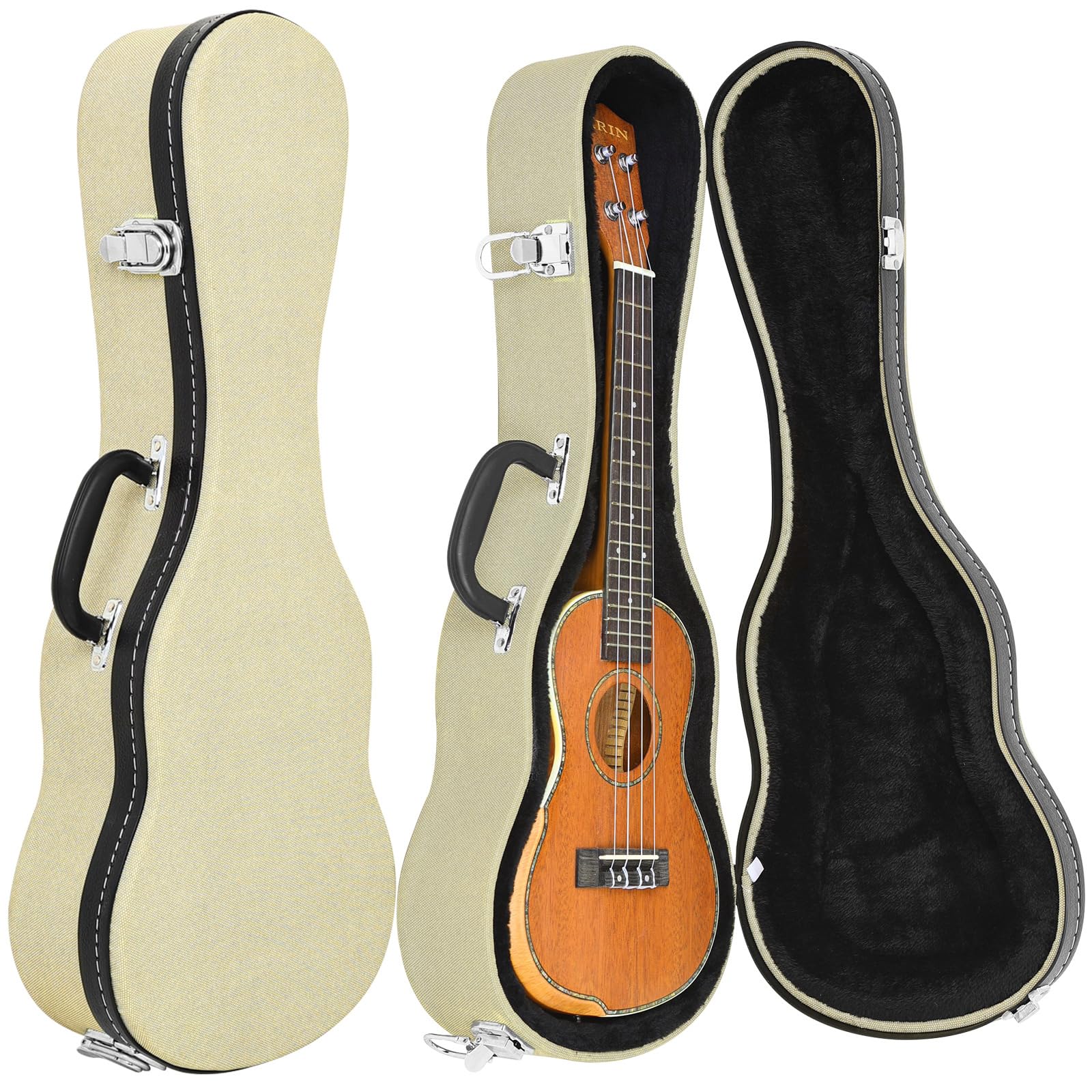 Custodia portatile per ukulele, custodia in pelle e struttura in metallo, per esercitazioni quotidiane e concerti