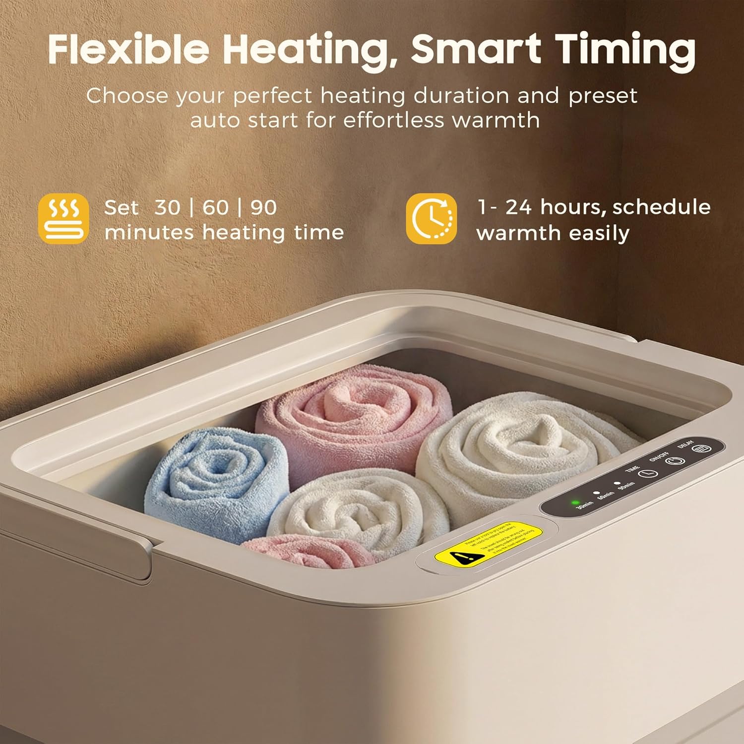 Foldable Towel Warmer,30L Hot Towel Warmers for Bathroom and SPA with 24H Timer,Large Auto Shut Off Towel Heater Bucket Fits Up to Oversized Towels,Bathrobes,Blankets,Fast Heating Towel Dryer for Home