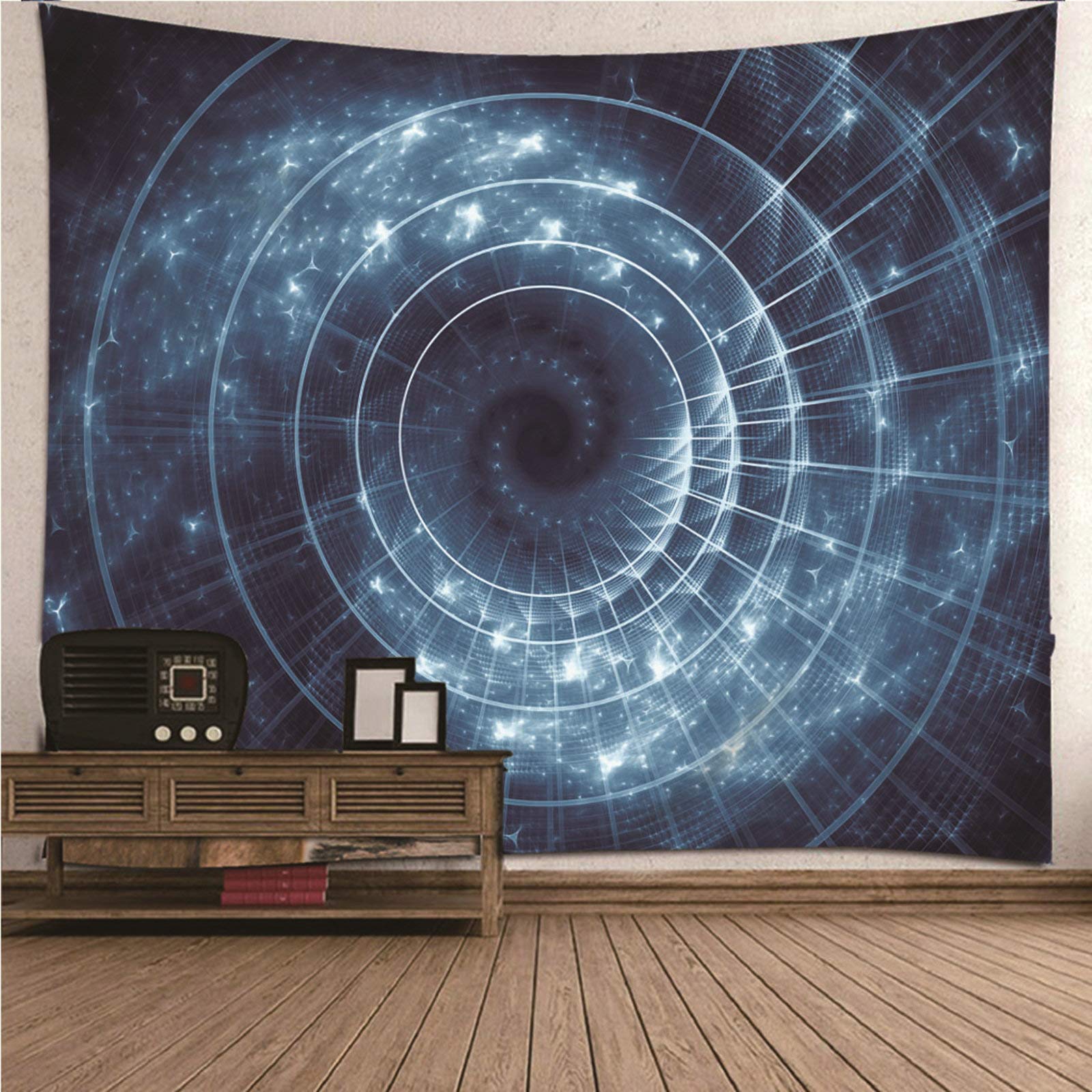 Tapiz de pared KnSam de poliéster 150x150 cm: decoración elegante con cielo estrellado azul