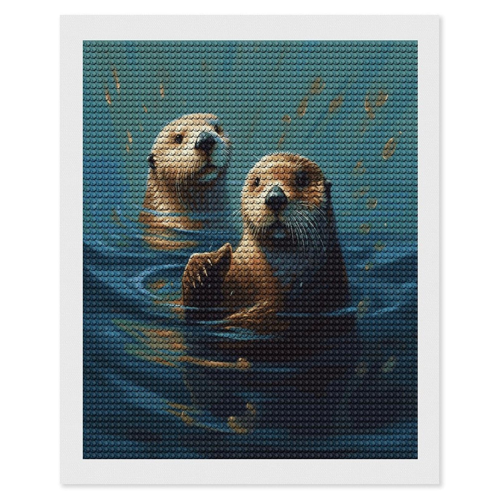 LDGSUPH Sea Otters Painting Diamond Painting Kits for Adults Paint with Diamond Pictures Art DIY Full Drill Diamond Dots Painting Personalized Diamond Photo for Home Wall Decor Gift 16"x20"