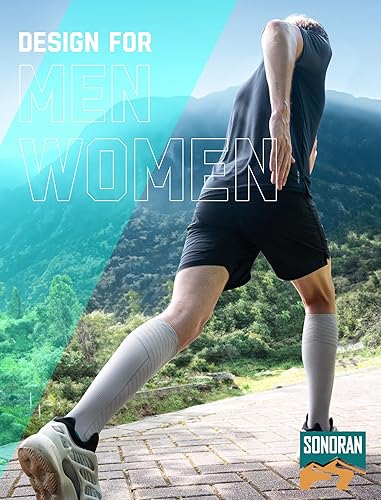 Miniatura 7 de SONORAN Calcetines de compresión para hombres y mujeres (246 pares) 20-30 mmHg de compresión graduada hasta la rodilla para correr, atletismo