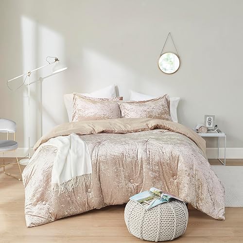 Miniatura 10 de Comfort Spaces Luxe Juego de Edredón Queen de Terciopelo Edredones para Cama Tamaño Queen, Reverso de Microfibra, Juliette, Ropa de Cama de Edredón
