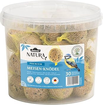 Dehner Natura Premium Meisenknödel mit Netz, ganzjähriges Wildvogelfutter proteinreich / energiereich, hochwertiges Vogelfutter für Wildvögel, 30 Stück je 90 g (2.7 kg)