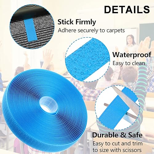 Miniatura 3 de Zonon 6 rollos de tiras de marcadores de alfombra, cinta de suelo para aula, marcadores de alfombra de nailon para suministros escolares, alfombra