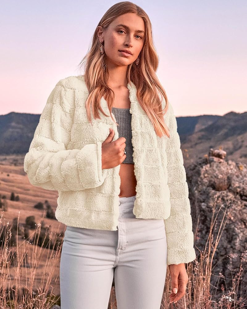 BITTERCELLS Awesome Crop Fur Jacket ベージュ Awe Crop Fur Jacket-Grey - 비터셀즈(bittercells)