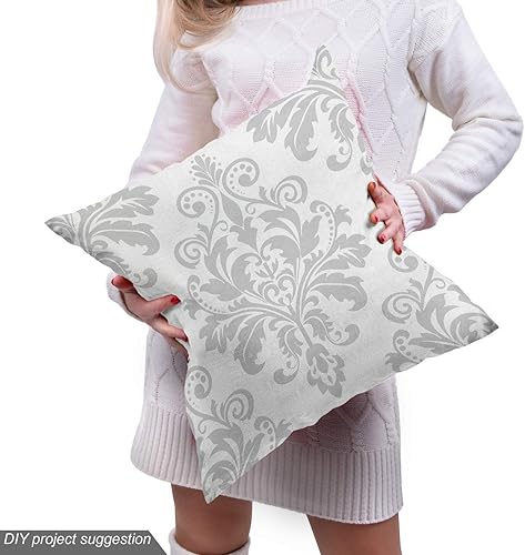 Miniatura 5 de Ambesonne Tela gris damasco de The Yard, patrón barroco antiguo de remolinos botánicos continuos, tela decorativa para tapicería y detalles del