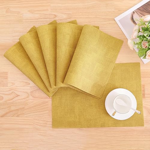 Miniatura 9 de Homaxy Juego de 6 manteles individuales de piel sintética resistentes al calor para mesa de comedor, impermeables, lavables, lavables, fáciles de