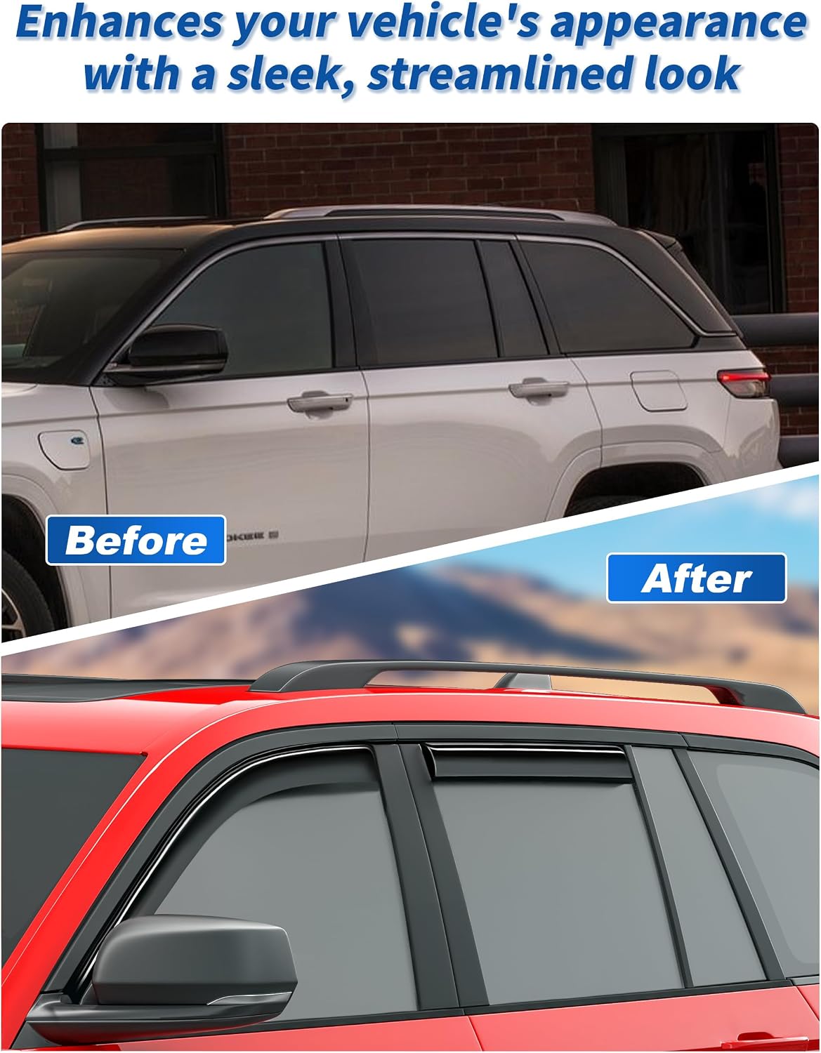 in-Channel Window Rain Guards Fit for Jeep Grand Cherokee 2-Row 2022-2025 (Not for L,Not for 3-Row) Window Deflectors Window Visor Vent Visors Vent Shades Exterior Car Accessories