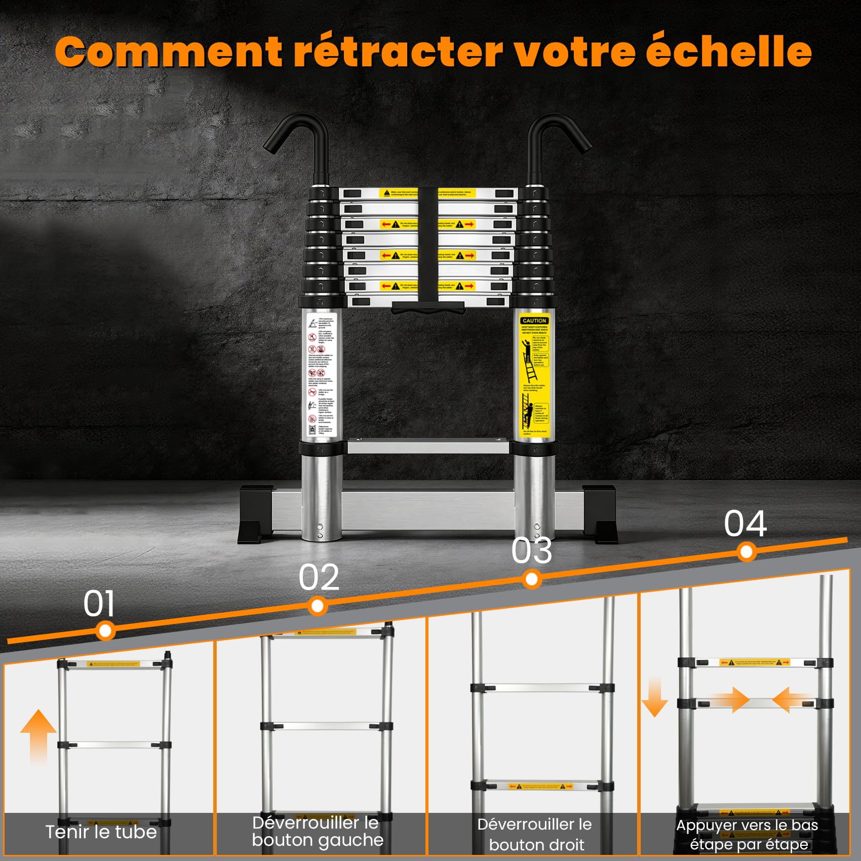 Echelle Telescopique en Aluminium 3,8m