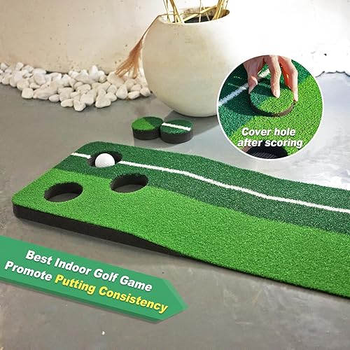 Vista 3 de SENSECLUB Verde de Golf Interior Plegable, Juego de Alfombra de Golf, Regalos de Golf para Hombres con Sistema de Recolección de Bolas