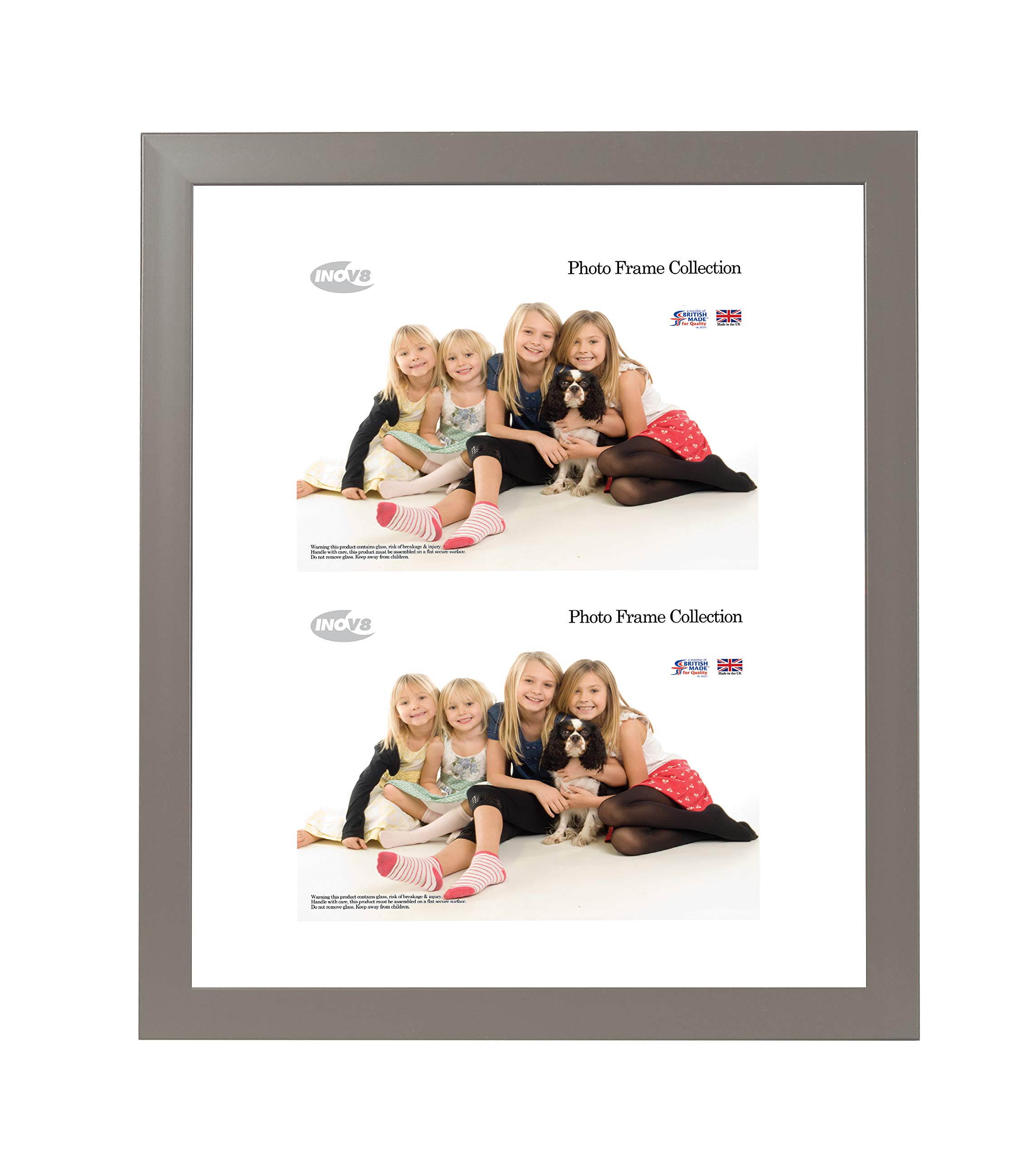 Inov8 Framing British Made Photo Frame Value Dark Grey 12x8 Dual App 2x 6x4