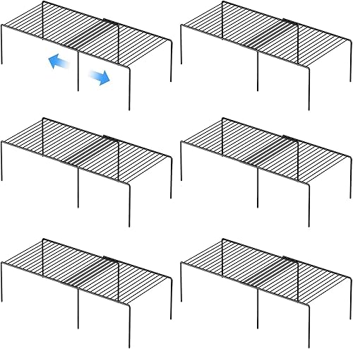 Miniatura 9 de GEDLIRE Juego de 2 organizadores de estantes expandibles para gabinetes de cocina, estantes de almacenamiento ajustables de alambre de metal,