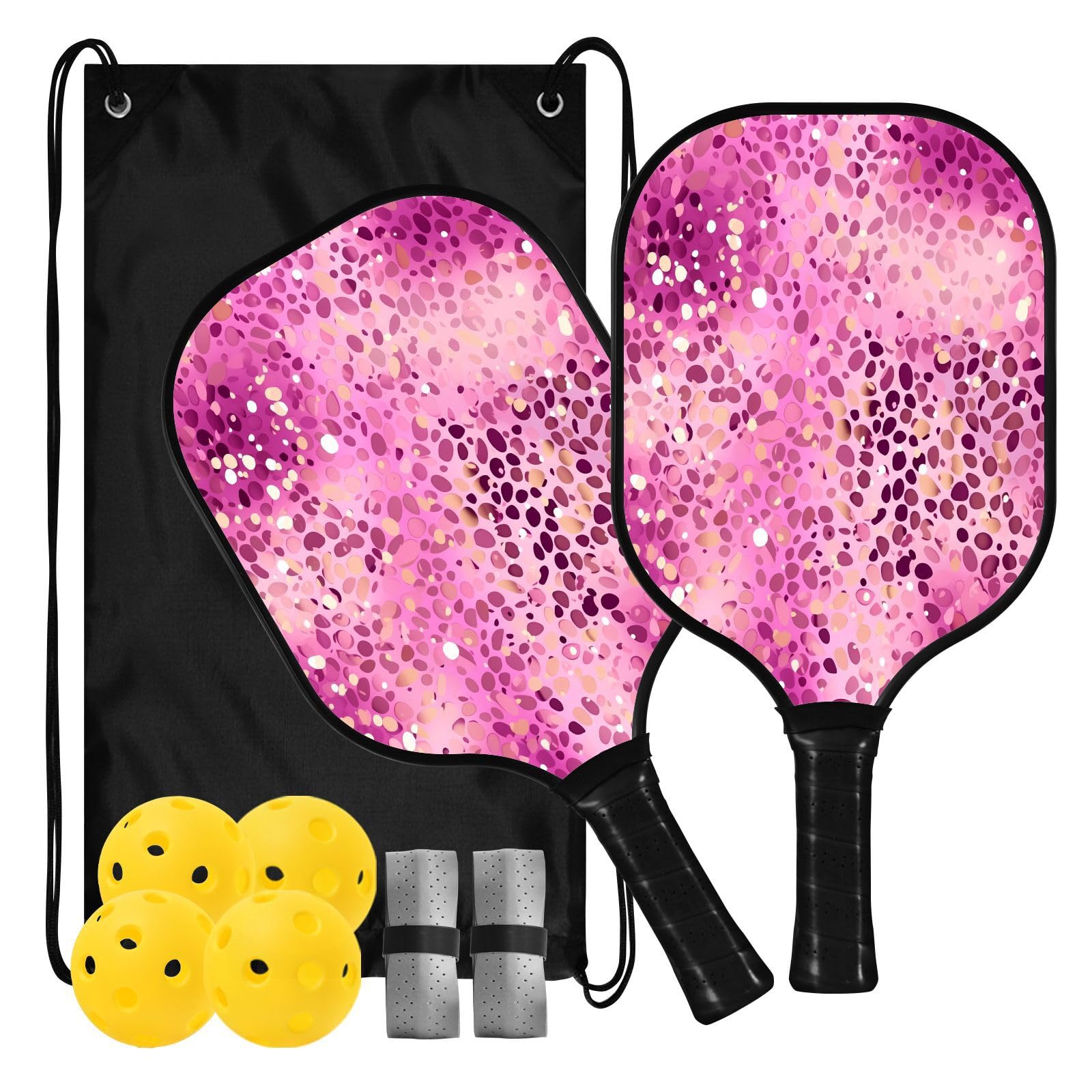 Leopard - Racchette da pickleball Spin & Power con glitter sfumati viola